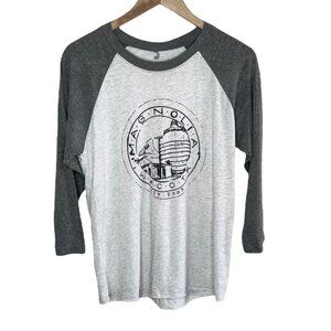 Magnolia Market Waco TX Baseball Raglan Tee Gray & White Size L